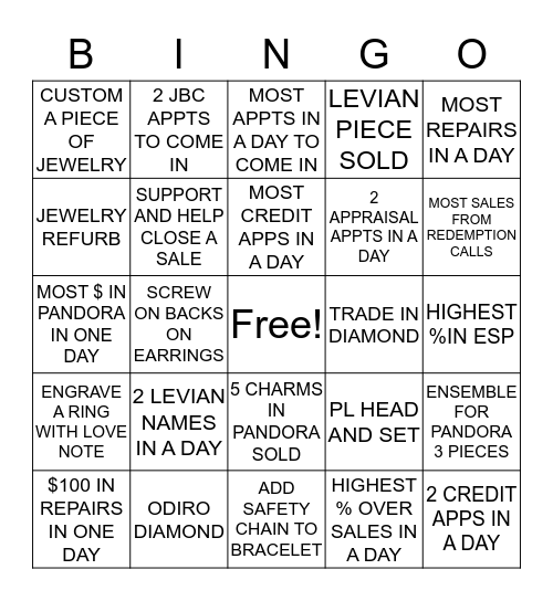 JARED Bingo Card