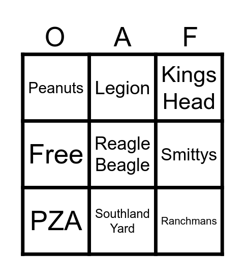 Twin's 40th Birthday Bar Bingo Card