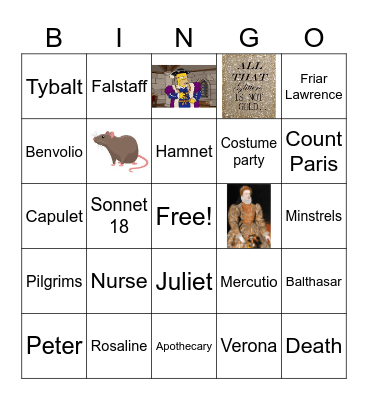 Shakespeare Bingo Card