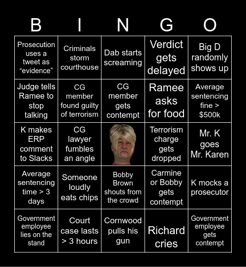 CG Court Case Bingo Card