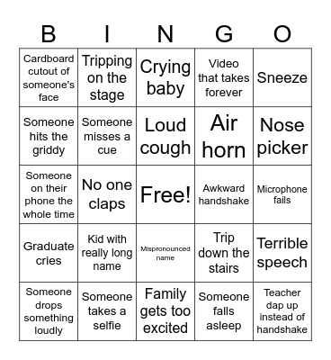 Graduation Bingo Card