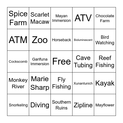 Microsoft Word  Bingo Card