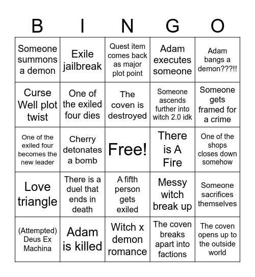 Whispering Winds Roleplay Bingo Card