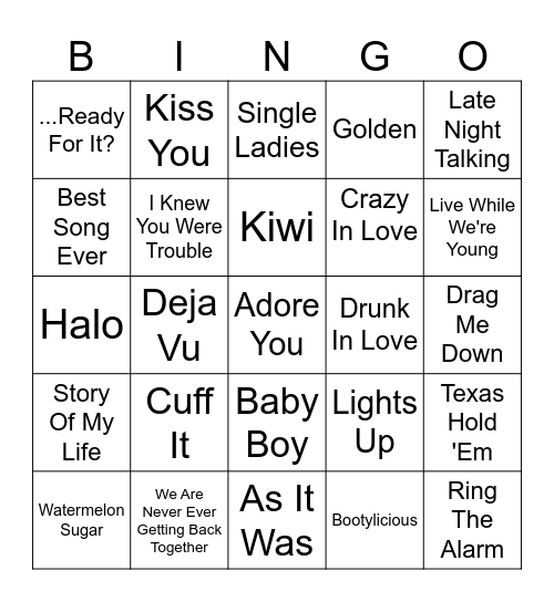 Taylor vs Harry vs Beyonce Bingo Card