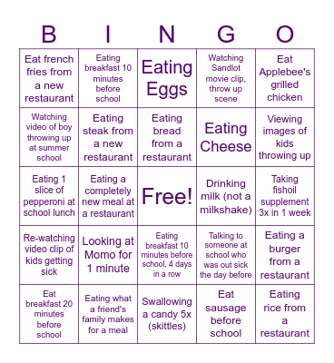 Maddie's Anxiety Challenge Bingo Card
