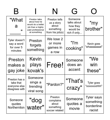 Friends Bingo Card