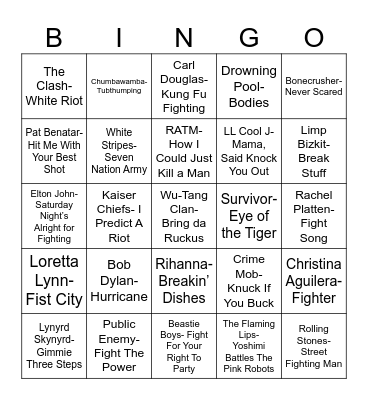 Radio Bingo Fight Club Bingo Card