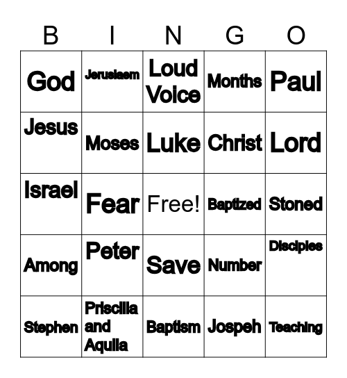 Fearless Vacation Bible School Bingo Card