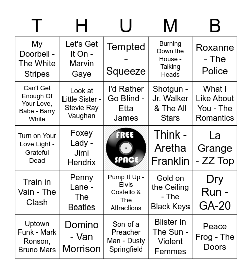 Jenn's SMaSH Hits Bingo Card