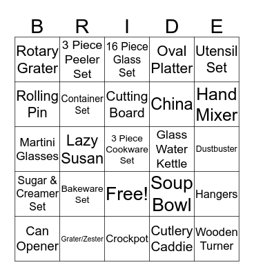 Renee's Shower  Bingo Card