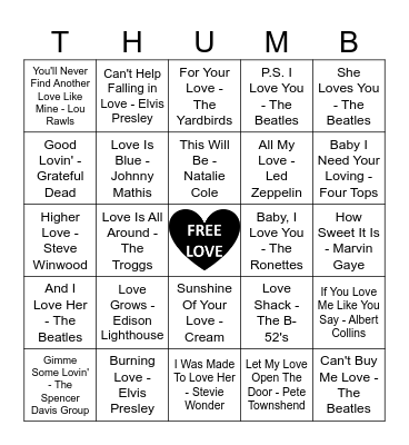 FEEL THE LOVE Bingo Card