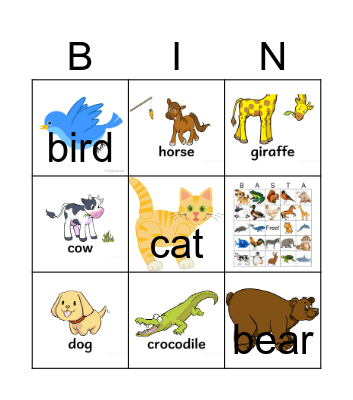 Animals bingo Card