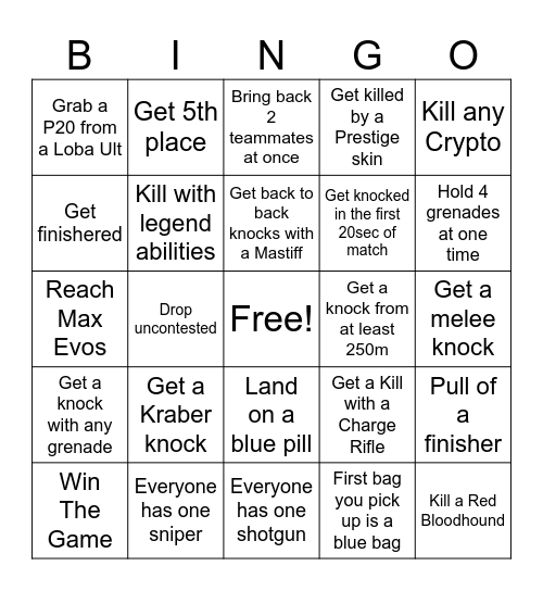 Apex Bingo Card