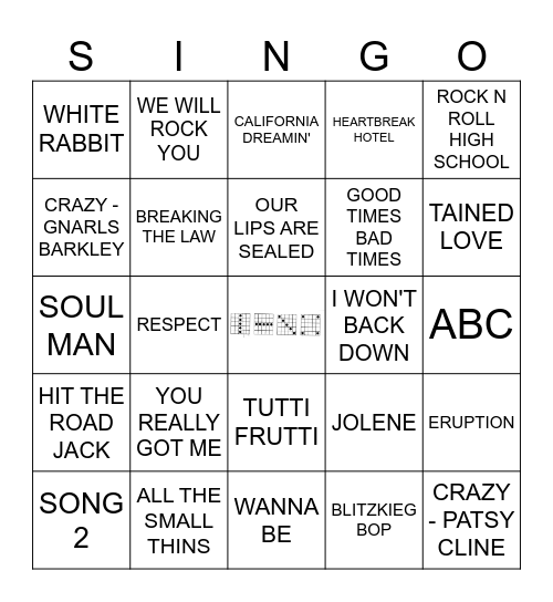 3 MINUTES OR LESS SONGS Bingo Card