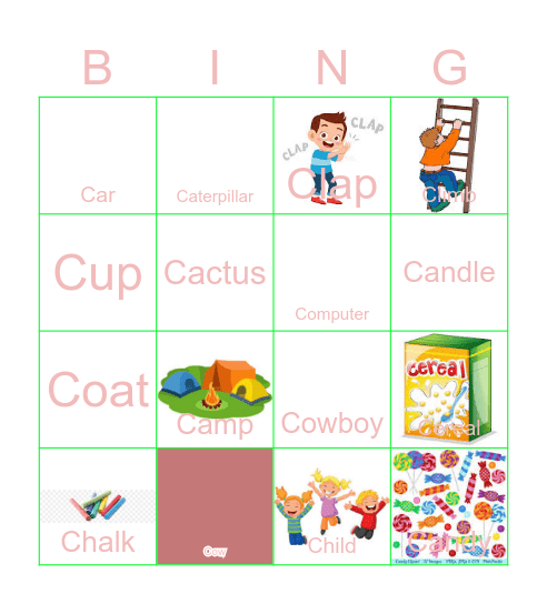 Letter "C" Bingo Card