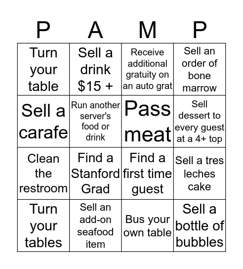 Pampas Bingo Card