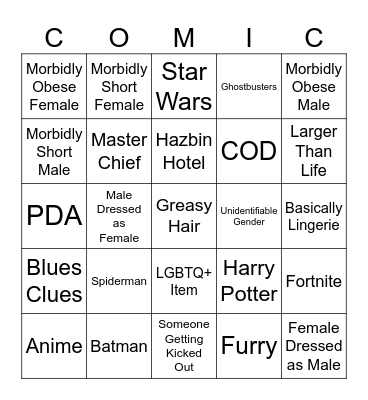 Comic-Con Bingo Card