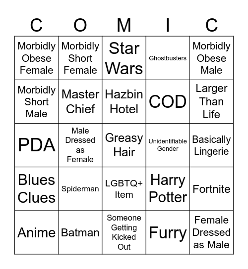 Comic-Con Bingo Card