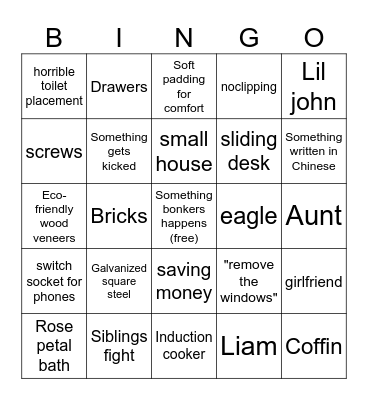 Home design Bingo Card