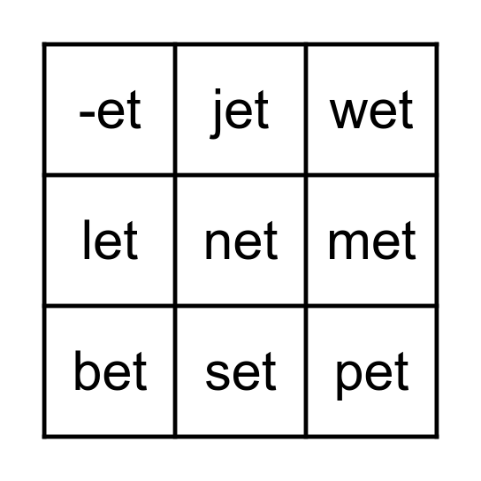 -et  Bingo Card