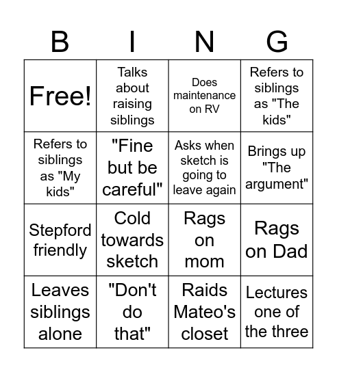 Luca Bingo Card