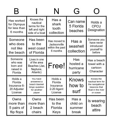 Beach Blanket Bingo Card