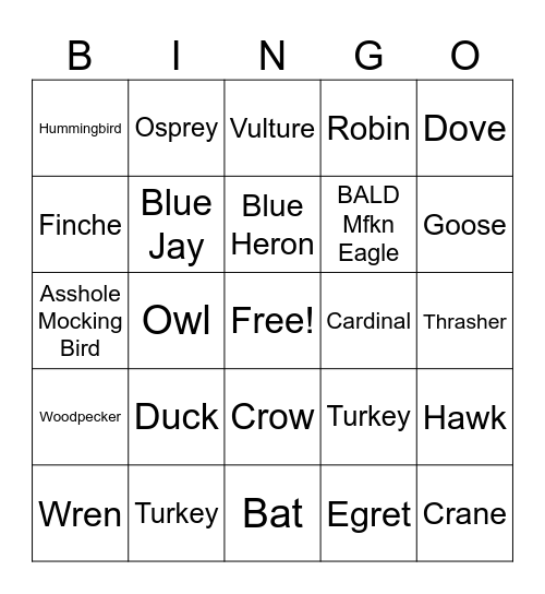 Birdie Bingo ‘24 Bingo Card