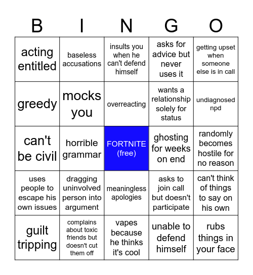 alex bingo Card