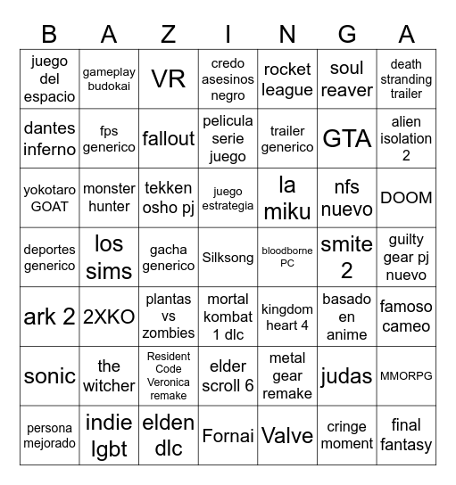Bingoso pa la samer Bingo Card