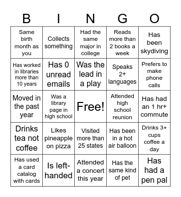 Find Someone Who Bingo Card