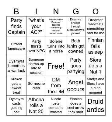 DnD Bingo Card