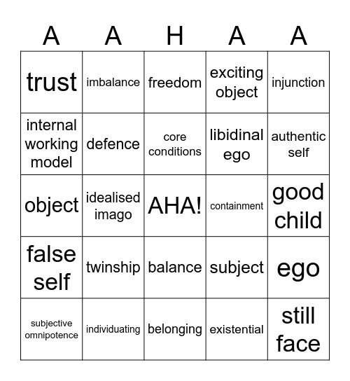 Therapy Theory Bingo Card