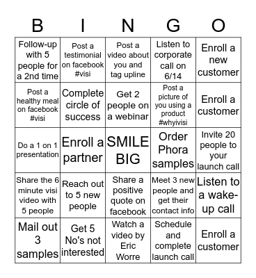 Buisness Building Bingo Card