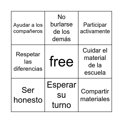 Bingo del respeto Bingo Card