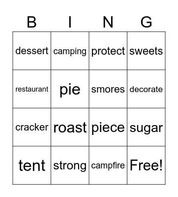 Sweets Bingo Card