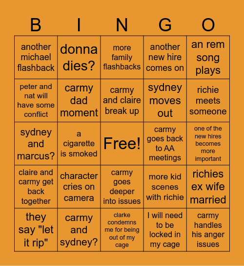 Bear Bingo Card