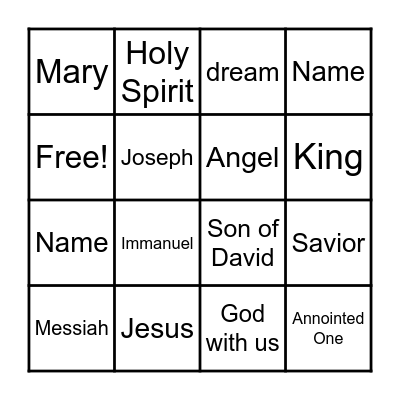 Matthew 1:18-25 Bingo Card