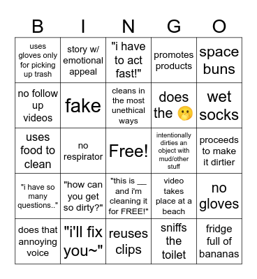 Clean Girl Bingo Card