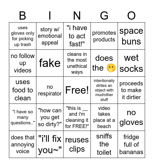 Clean Girl Bingo Card