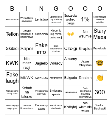 Maxymkowe bingo Card