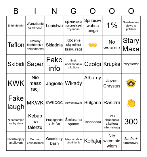 Maxymkowe bingo Card