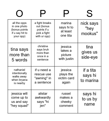 Graduation Bingo Card