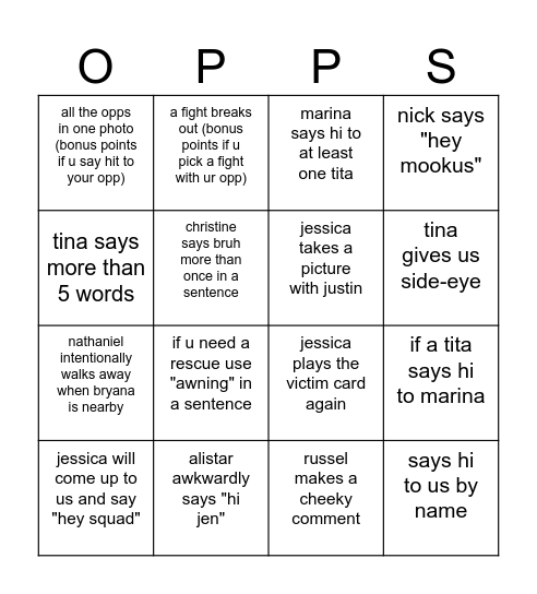 Graduation Bingo Card