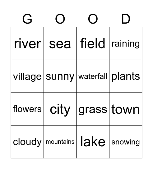 Weather & Natural Landscape Bingo Card