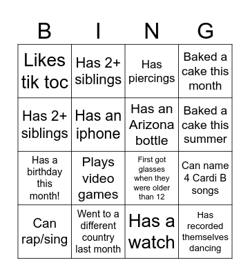 Ice-Ice Breaker! Bingo Card