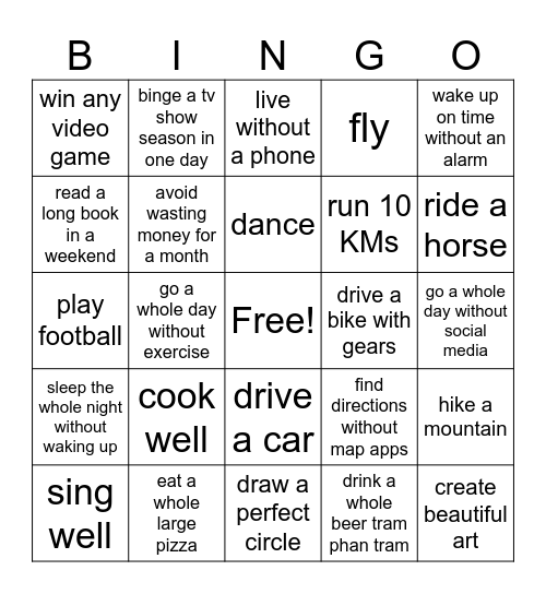 Can you ... ? Bingo Card