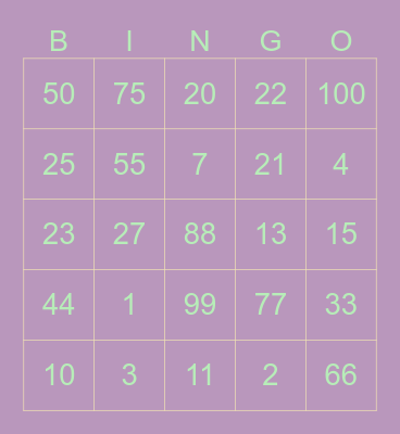 Ningie Bingo Card