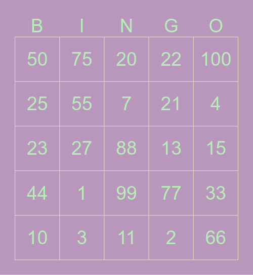 Ningie Bingo Card