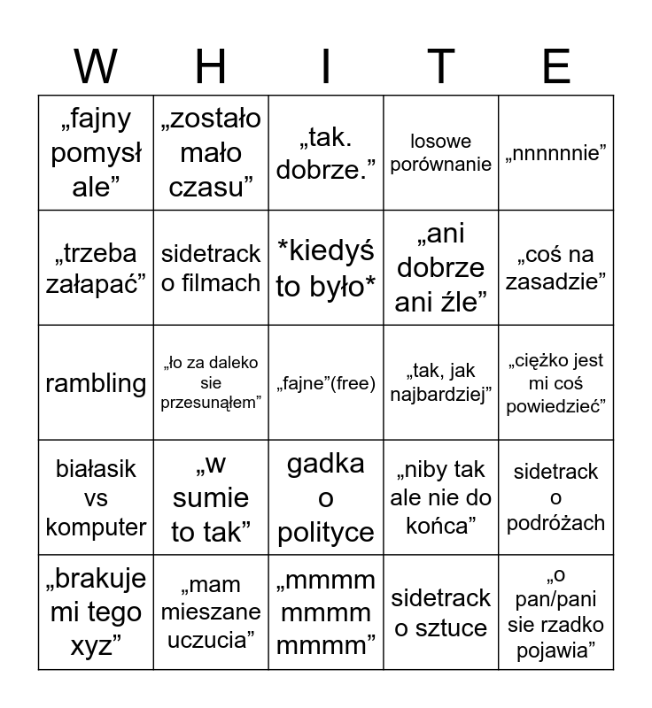 Białasik bingo Card