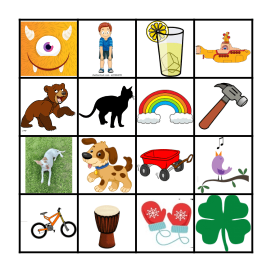 Kindergarten Music Bingo Card